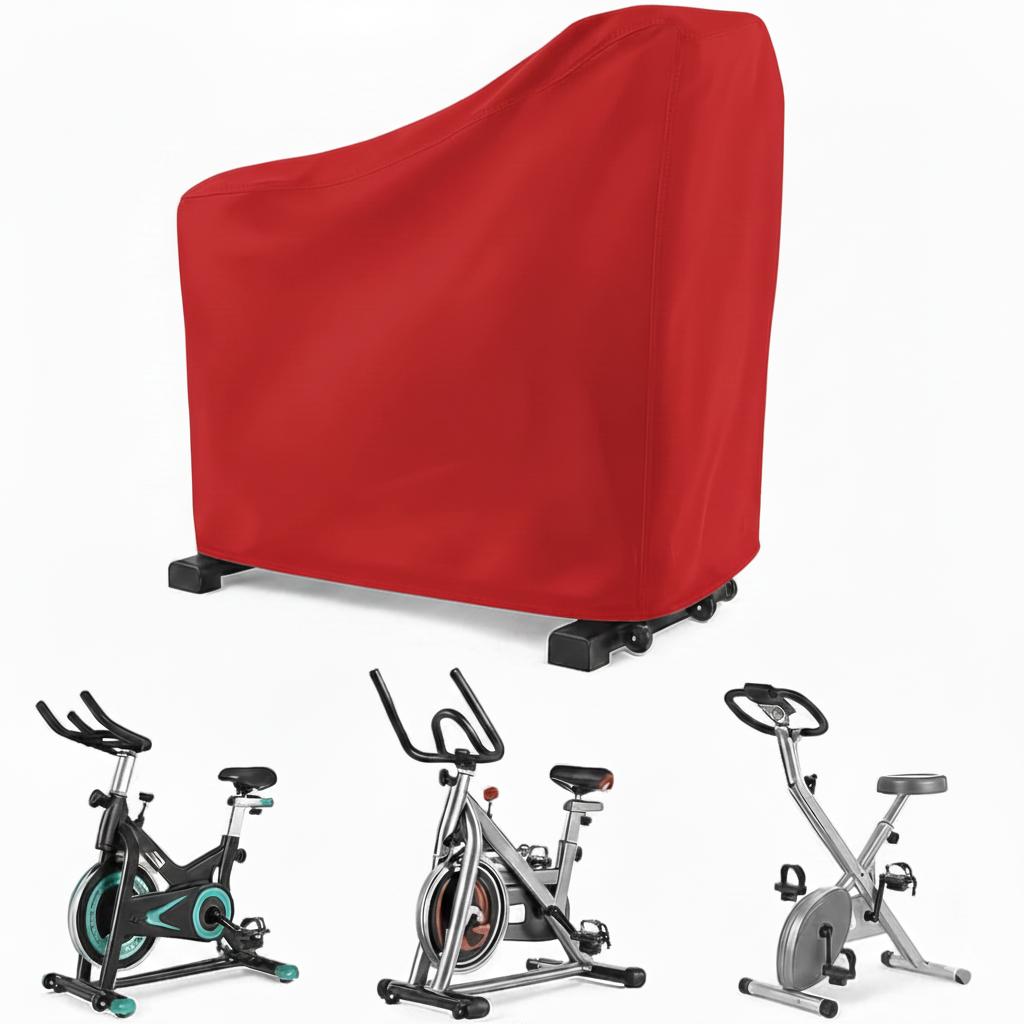 Exercise Bike Cover, Upright Indoor Cycling Protective Cover Dustproof Waterproof Cover and Water-Resistant Stationary Fitness Fabric Ideal for Indoor Or Outdoor Use red