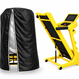 Black Cover and Folded Yellow Treadmill